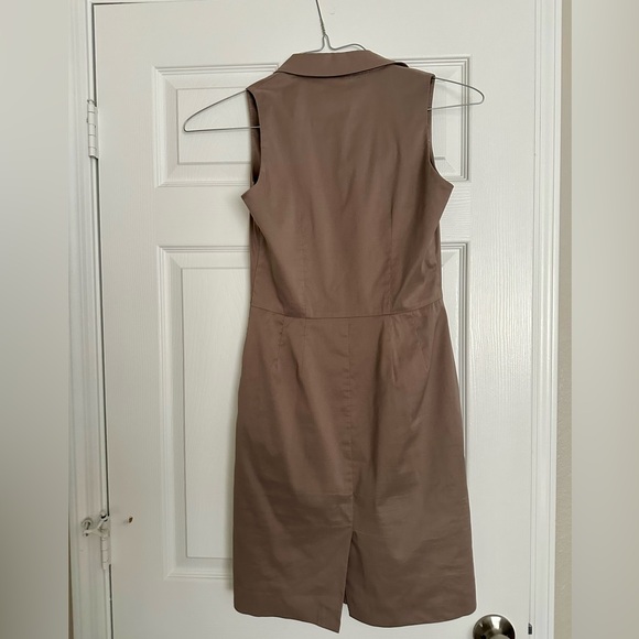 Ann Taylor Taupe Sleeveless Shirt Dress Pockets Workwear Size 0 - Picture 5 of 5